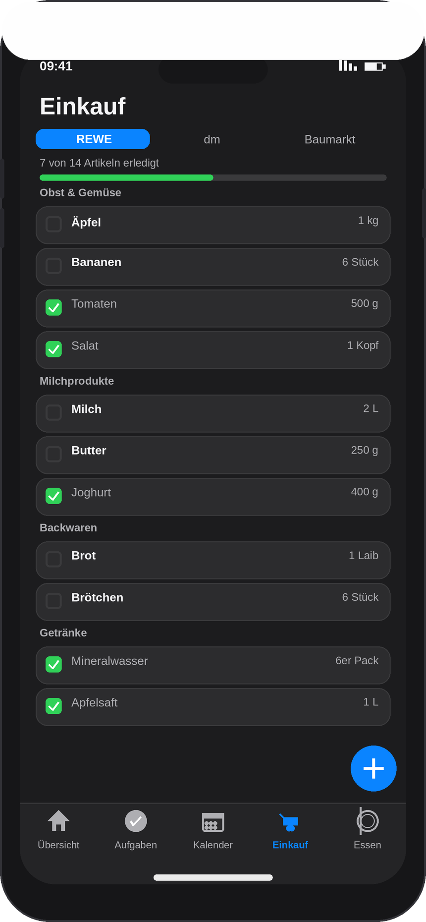 Einkaufsliste Dark