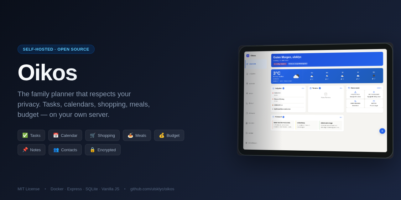 Oikos — The self-hosted family planner