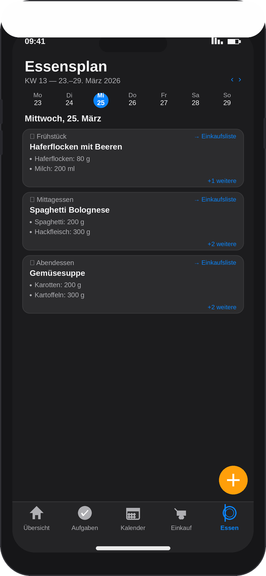 Essensplan Dark