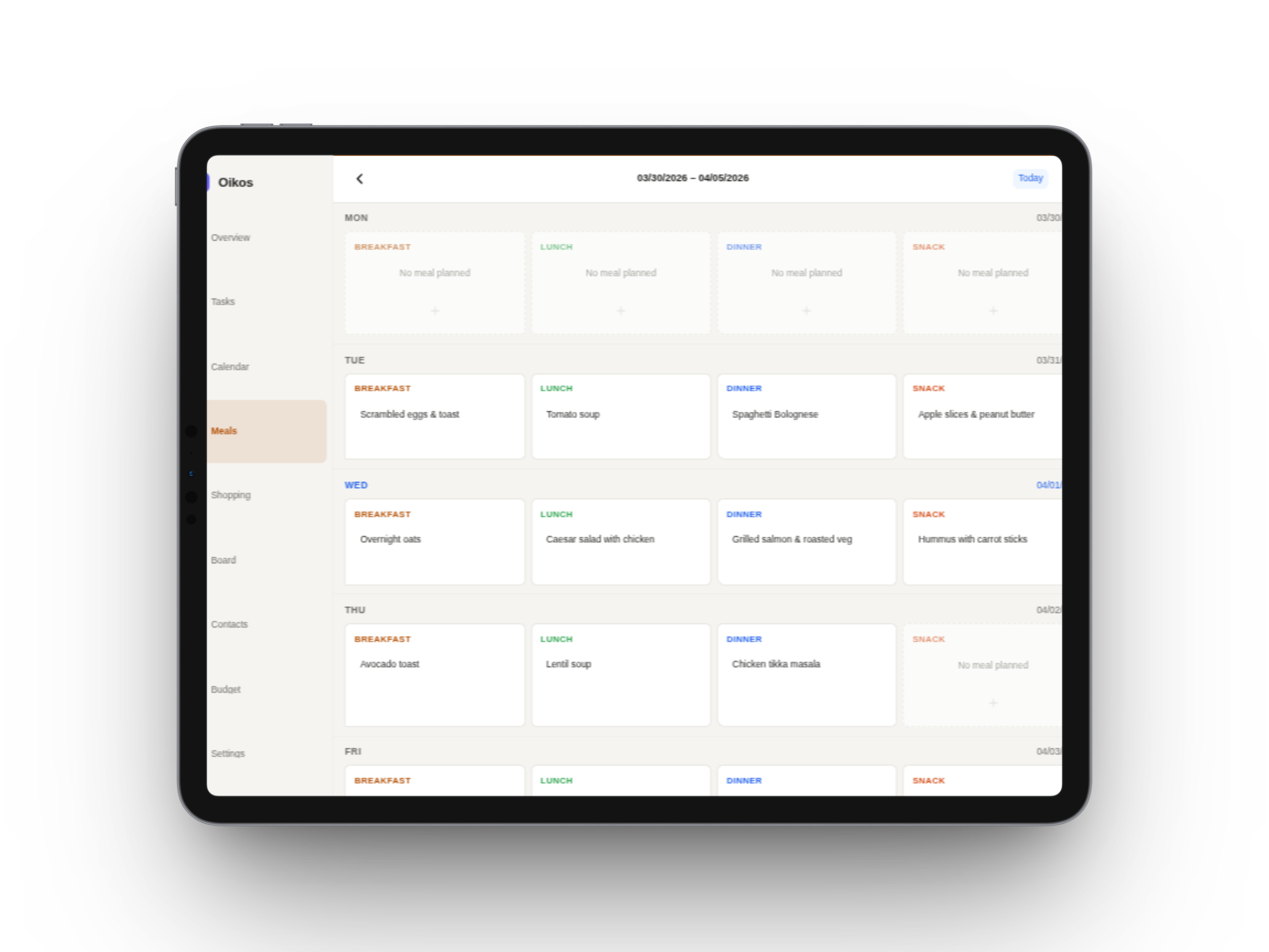 Meals — Tablet